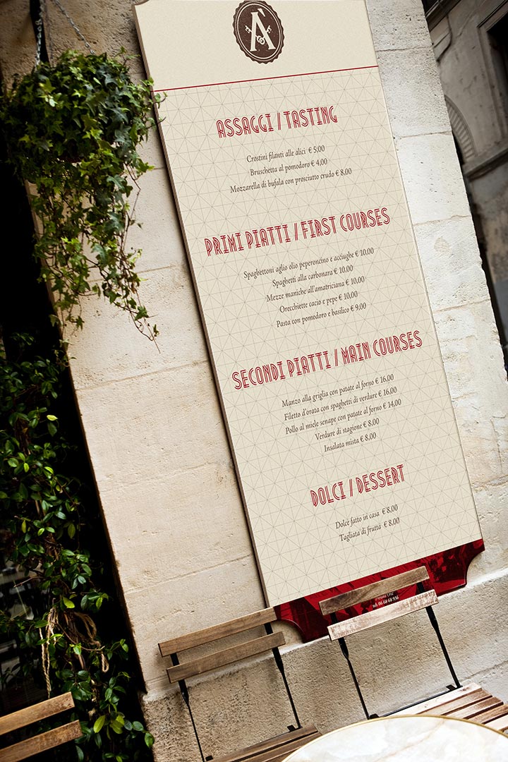 menu esterno ristorante