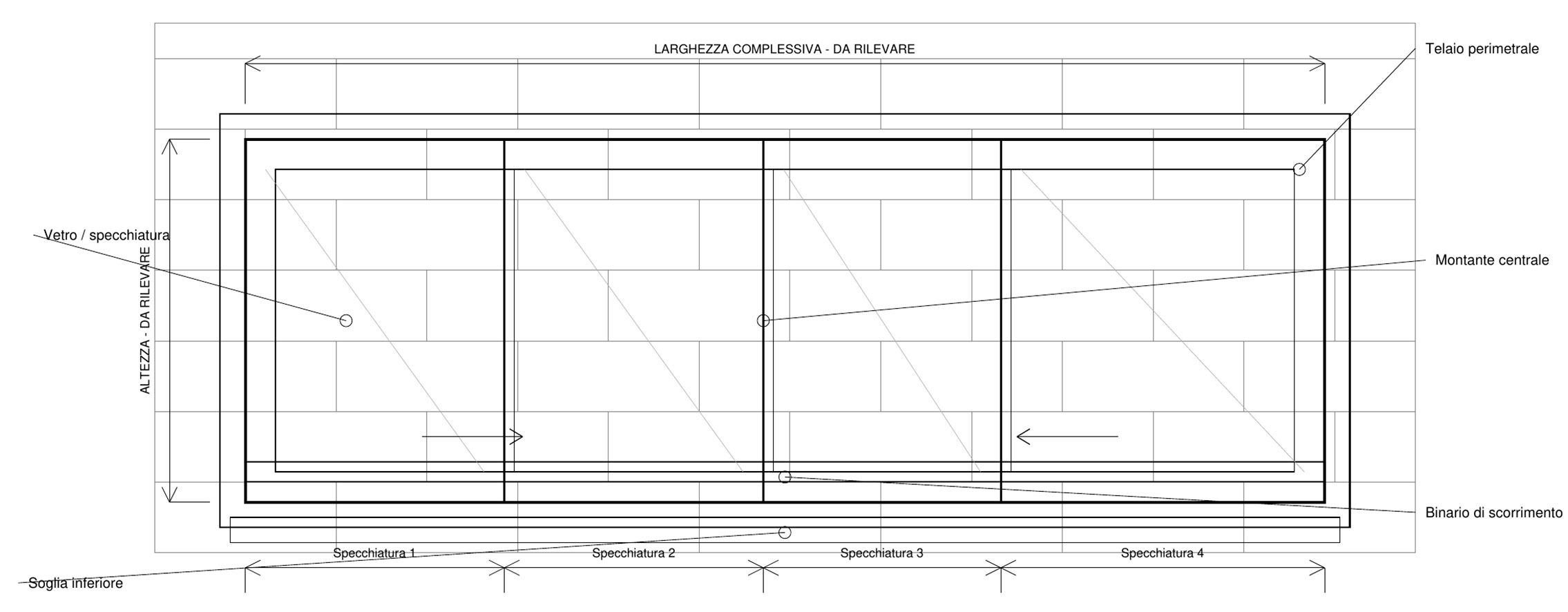 disegno tecnico finestra scorrevole