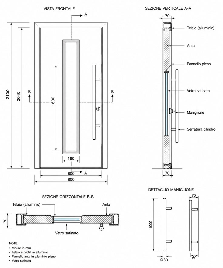 disegno tecnico portone esterno